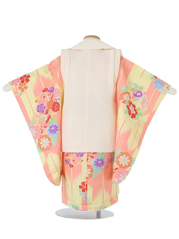 七五三(3歳女被布)B325 矢絣に丸の花柄