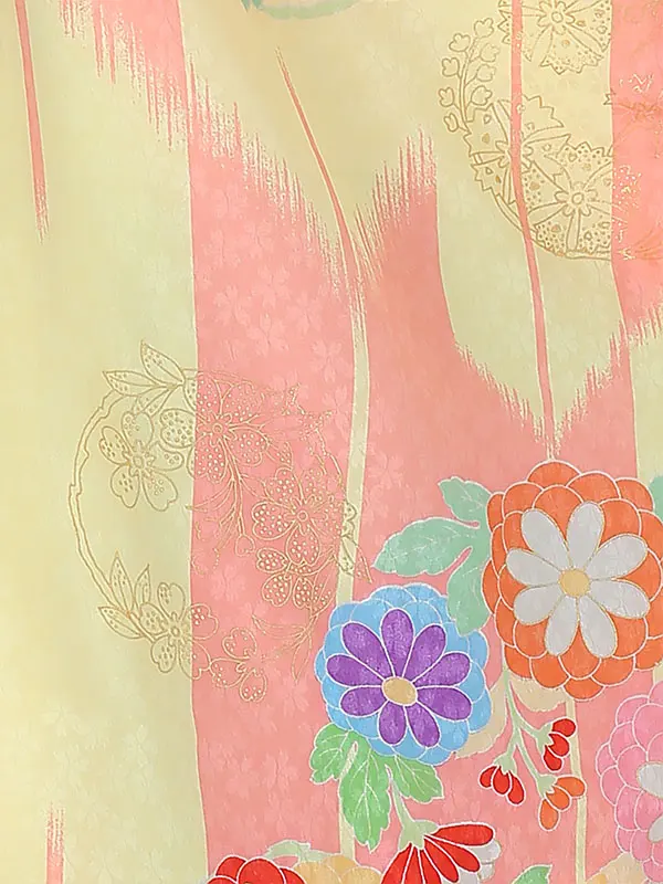 七五三(3歳女被布)B325 矢絣に丸の花柄