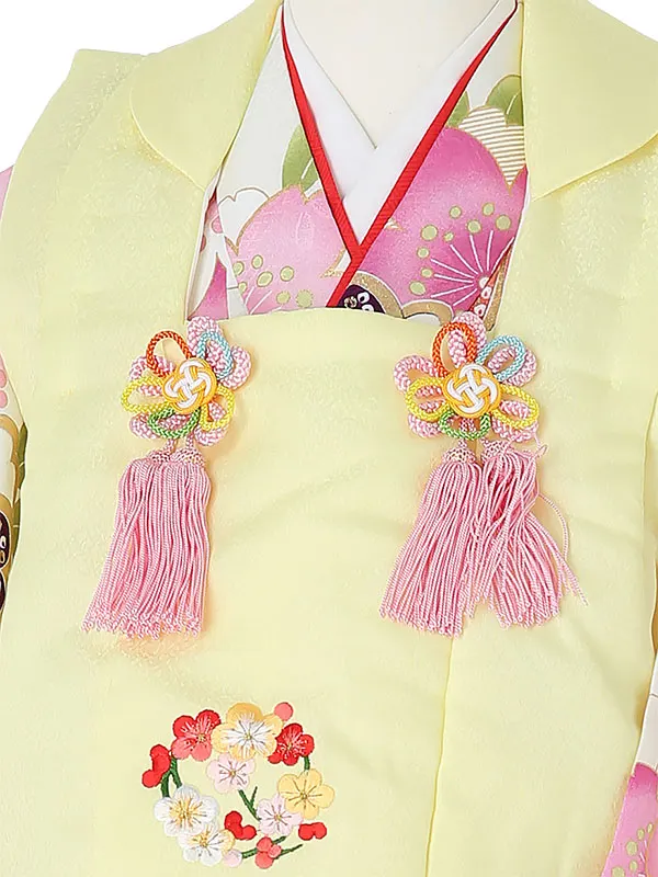 七五三(3歳女被布)B327 桜尽くしに小菊 黄色×ピンク