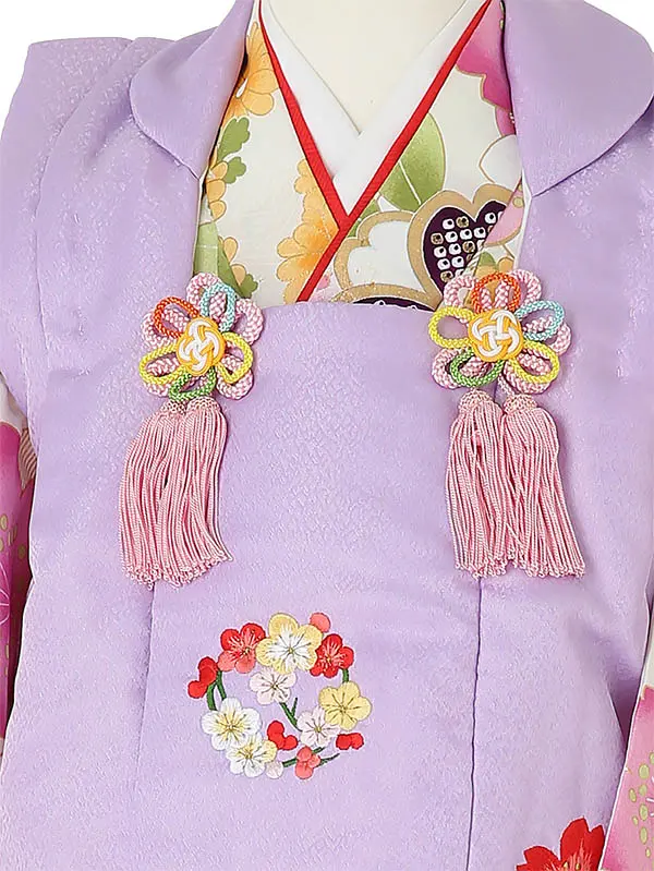 七五三(3歳女被布)B328 桜尽くしに小菊 紫×ピンク