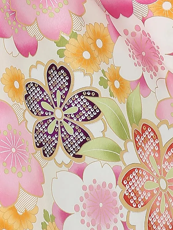 七五三(3歳女被布)B328 桜尽くしに小菊 紫×ピンク