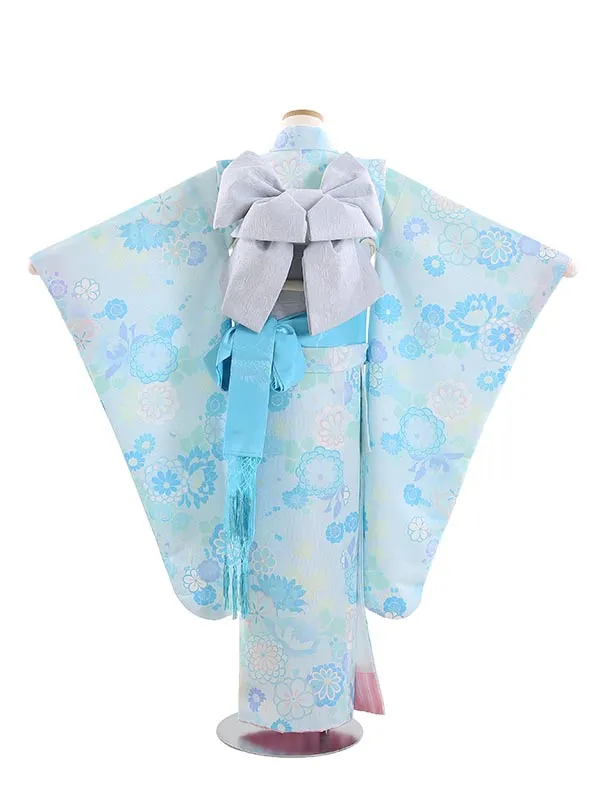 七五三レンタル(7歳女結び帯)B721 KAGURA 秋の華々 水色