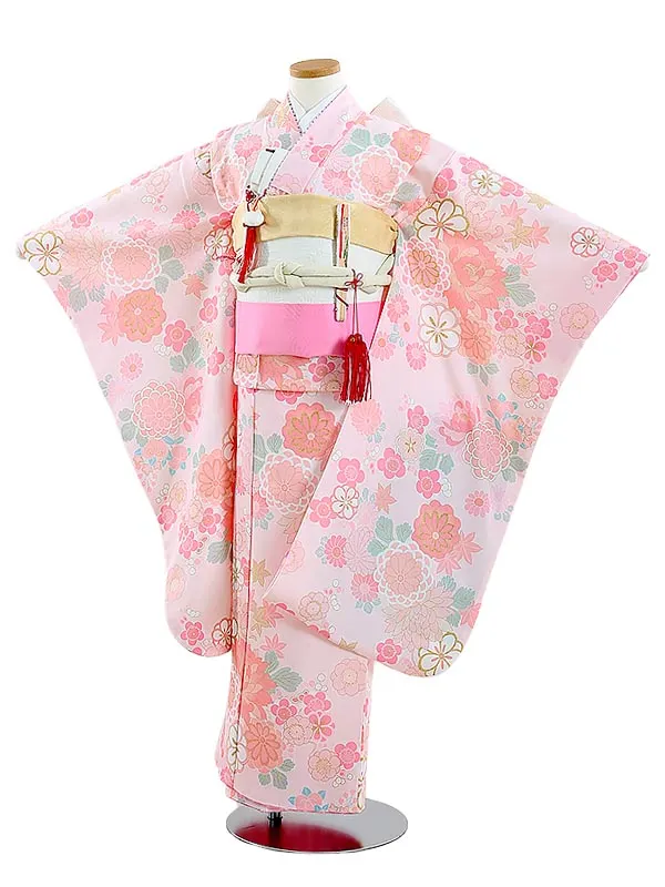 七五三レンタル(7歳女結び帯)B722 KAGURA 秋の華々 ピンク