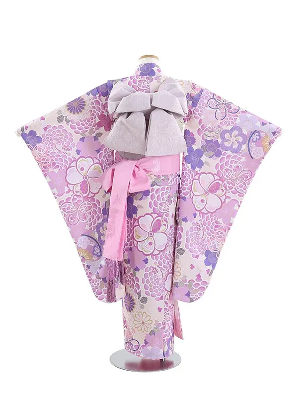 七五三レンタル(7歳女結び帯)B725 KAGURA 大輪の菊と秋の桜 紫