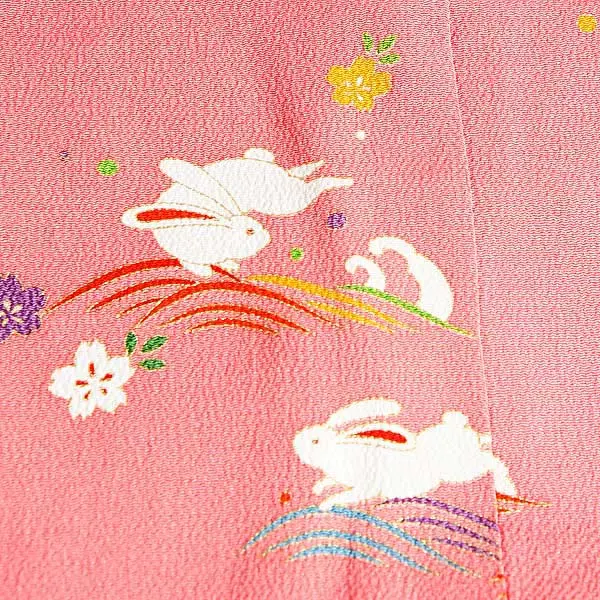 アンティーク(2~3歳)女の子 ピンク×白 被布 C304