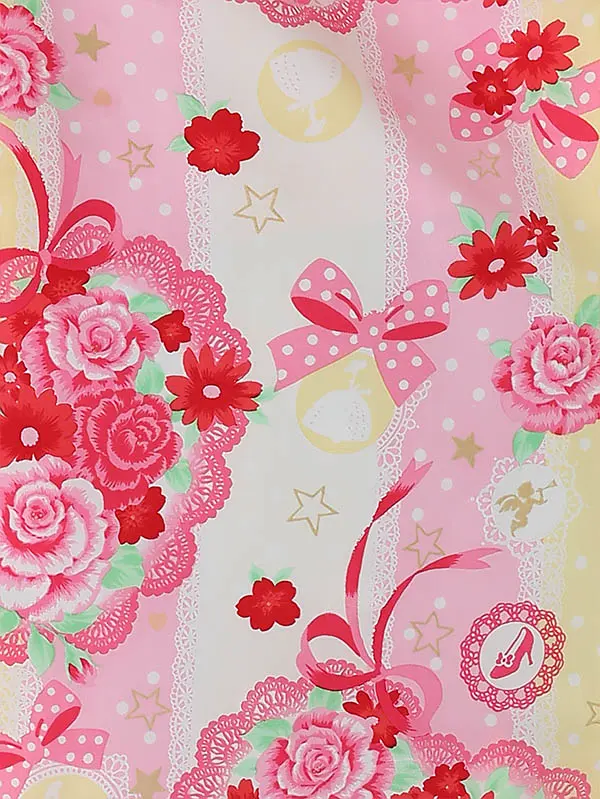 七五三レンタル(3歳女被布)H351 白×ｲｴﾛｰ 花