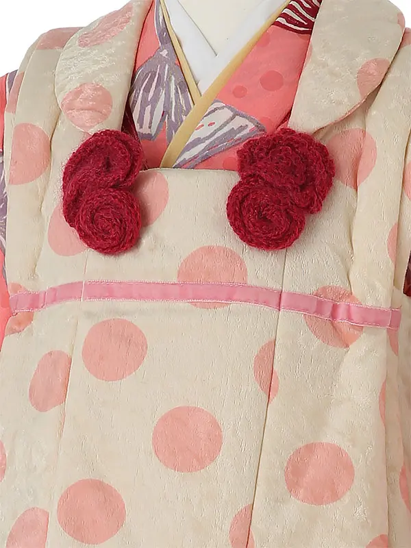 七五三レンタル(3歳女被布)H356 ハッカキッズ クリーム×ピンクリボン