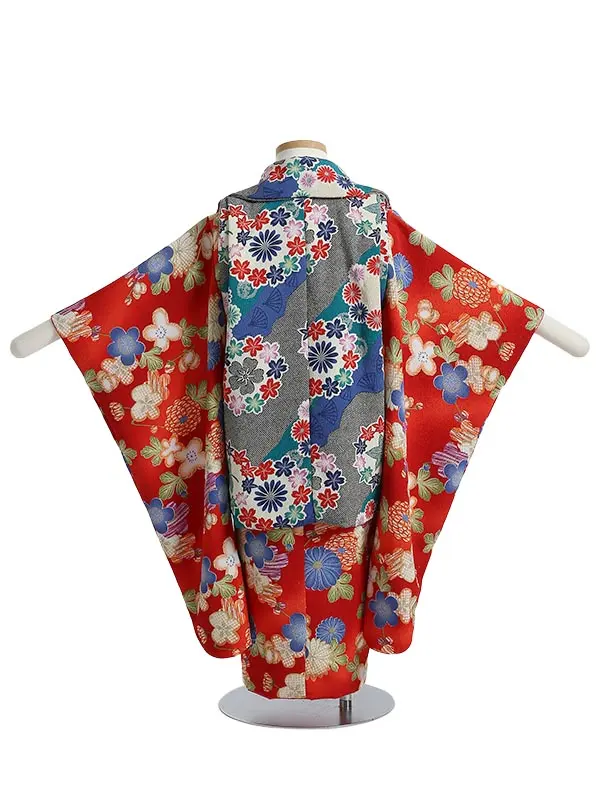 七五三レンタル(3歳女被布)H368 古典花柄