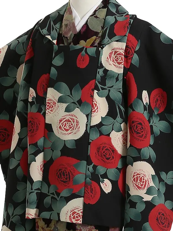 七五三レンタル(3歳女被布)H369 薔薇 袖付き被布
