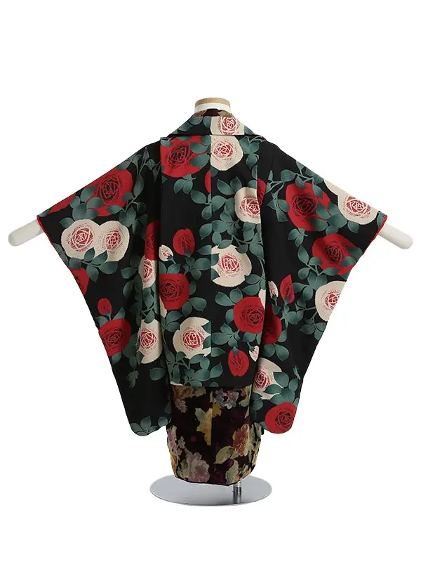 七五三レンタル(3歳女被布)H369 薔薇 袖付き被布