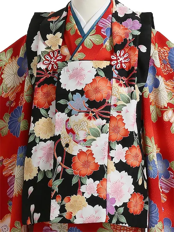 七五三レンタル(3歳女被布)H378 古典花柄