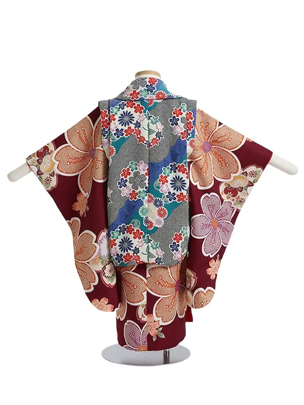 七五三レンタル(3歳女被布)H379 秋の桜と絞り風