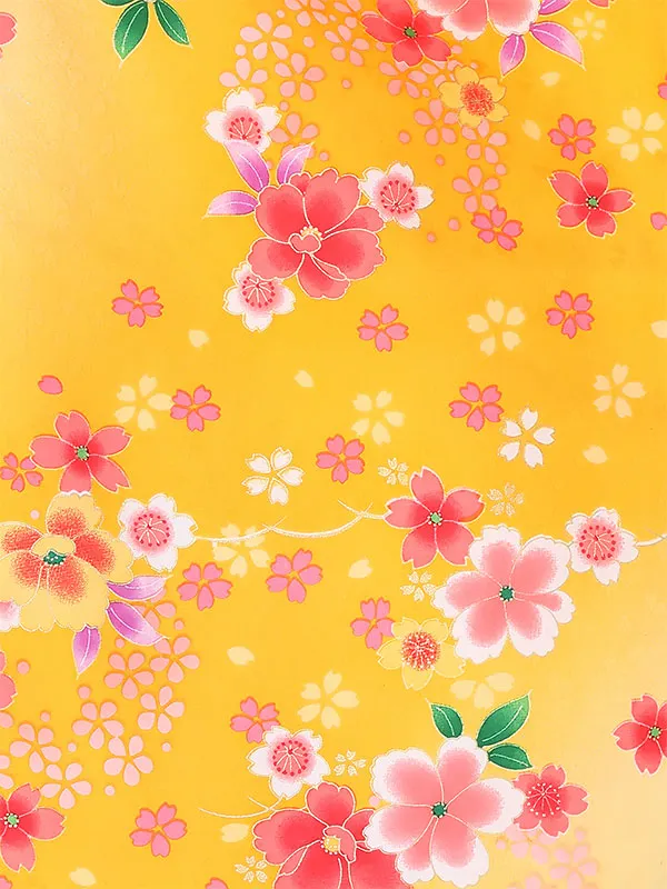 七五三レンタル(3歳女被布)H397 陽気な天使 黄色うさぎ桜