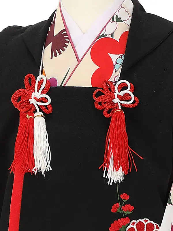 七五三レンタル(3歳女被布)H399 黒×クリーム 花尽くし
