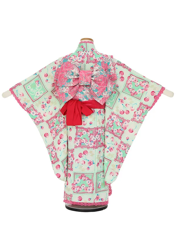 七五三レンタル(5歳女の子結び帯)H505 メゾピアノ レース さくらんぼ