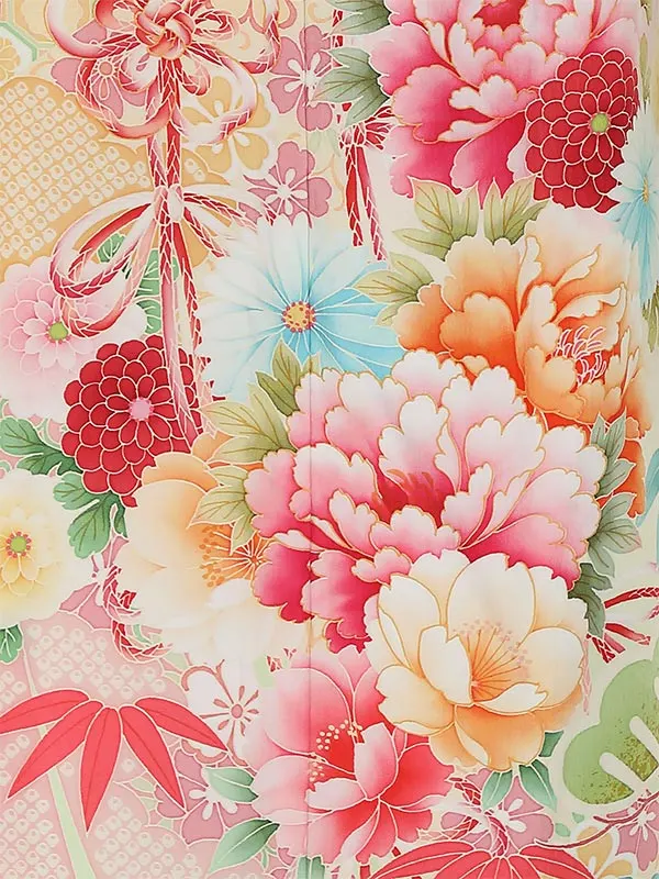 七五三レンタル(7歳女の子結び帯)H817 乙葉 薄ピンク×若草色