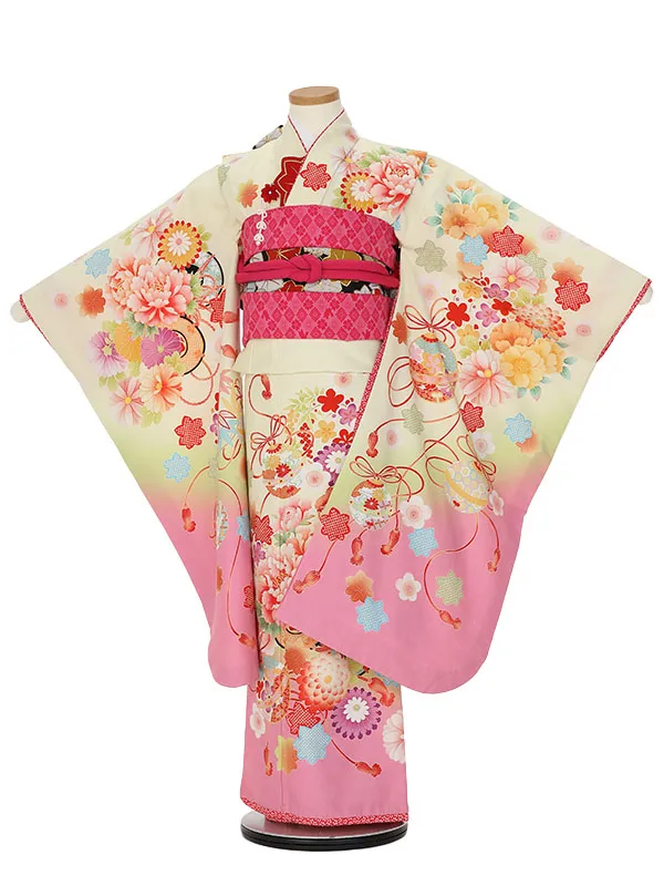 七五三レンタル(7歳女の子結び帯)H818 乙葉 クリーム地