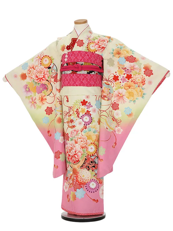 七五三レンタル(7歳女の子結び帯)H818 乙葉 クリーム地