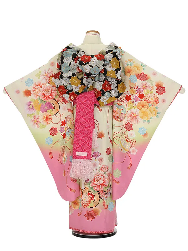 七五三レンタル(7歳女の子結び帯)H818 乙葉 クリーム地