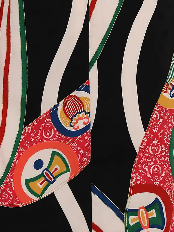 七五三レンタル(7歳女の子結び帯)H822 モダンアンテナ 黒