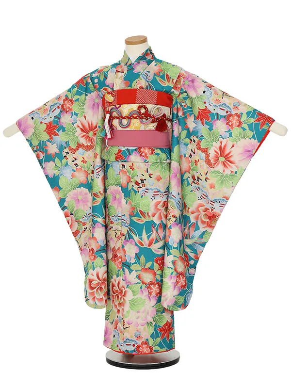 七五三レンタル(7歳女の子結び帯)H827 式部クラシック 青緑