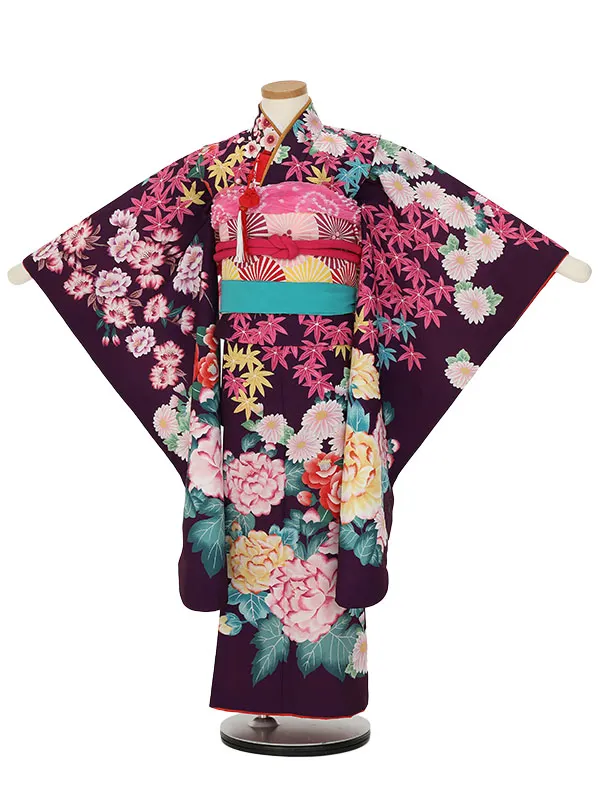 七五三レンタル(7歳女の子結び帯)H828 ぷちぷり 紫地