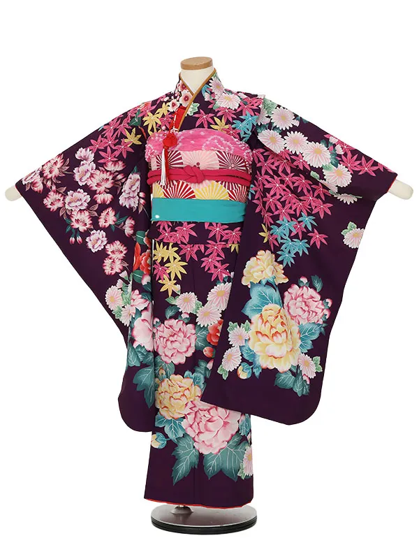 七五三レンタル(7歳女の子結び帯)H828 ぷちぷり 紫地