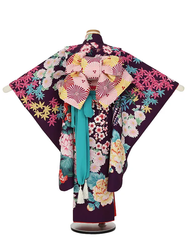 七五三レンタル(7歳女の子結び帯)H828 ぷちぷり 紫地