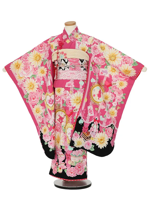 七五三レンタル(7歳女の子結び帯)H834 松田聖子 黒アリス