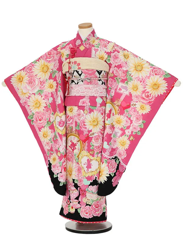 七五三レンタル(7歳女の子結び帯)H834 松田聖子 黒アリス