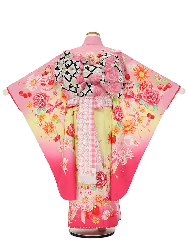 七五三レンタル(7歳女の子結び帯)H835 松田聖子 イエロー スイーツ柄