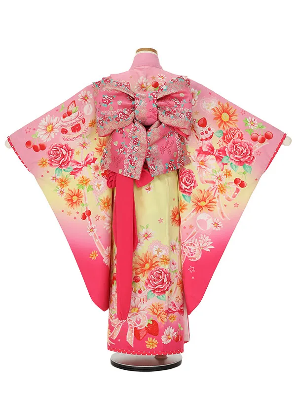 七五三レンタル(7歳女の子結び帯)H836 松田聖子 イエロー スイーツ柄