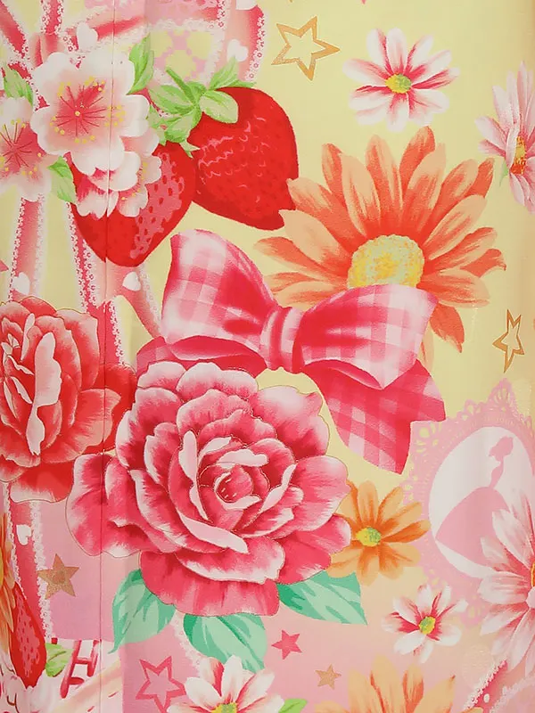 七五三レンタル(7歳女の子結び帯)H836 松田聖子 イエロー スイーツ柄