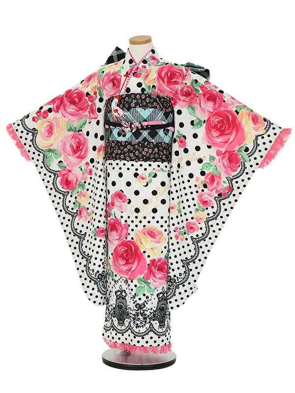 七五三レンタル(7歳女の子結び帯)H837 メゾピアノ 白ドット