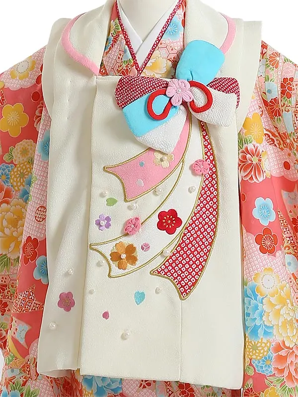 七五三(3歳女被布)K337 乙葉 束熨斗と桜 牡丹