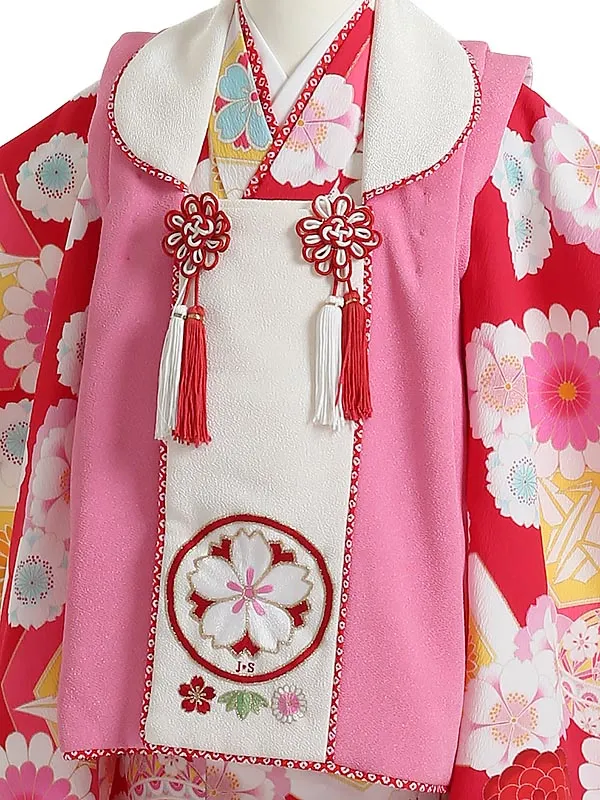 七五三(3歳女被布)K341 JAPAN STYLE 折り鶴と菊 桜