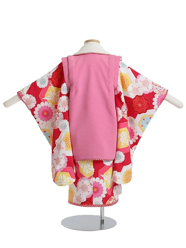 七五三(3歳女被布)K341 JAPAN STYLE 折り鶴と菊 桜