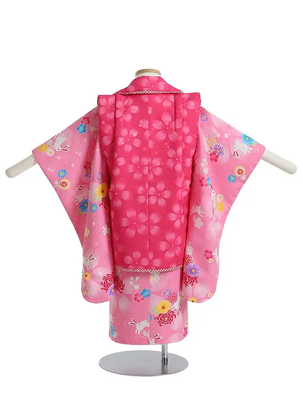 七五三(3歳女被布)K342 桜 菊にうさぎ
