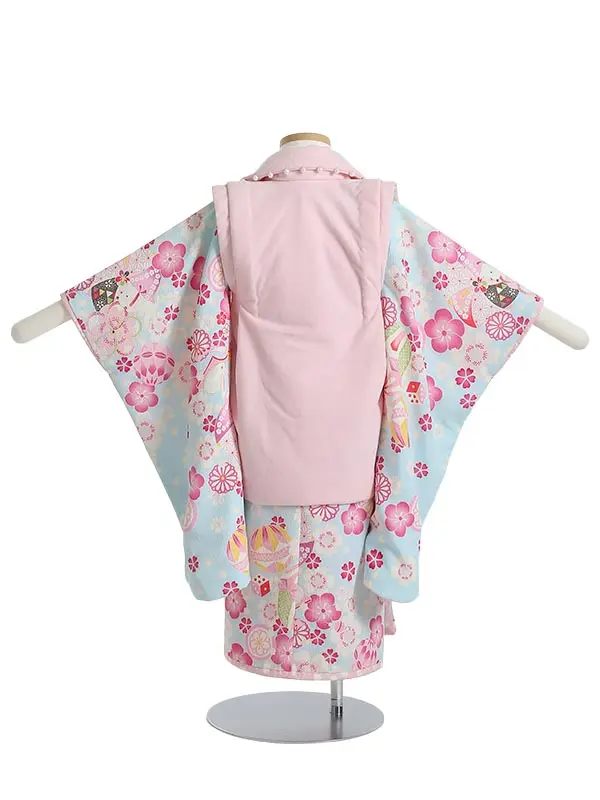 七五三(3歳女被布)K349 pomponette 桜と玩具と犬