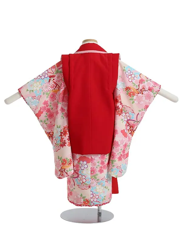 七五三(3歳女被布)K350 式部浪漫 折り鶴と四季の花輪