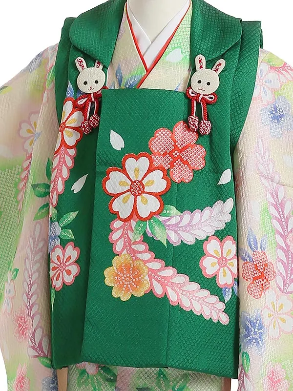 七五三(3歳女被布)K358 絞り風 藤と桜