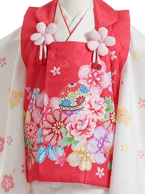 七五三(3歳女被布)K362 小花と牡丹に鞠