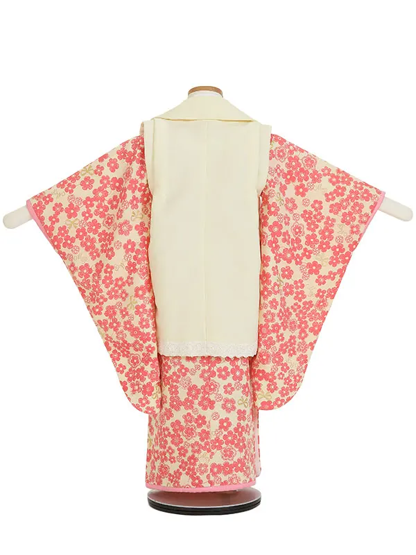 七五三(3歳女被布)K366 クリーム×クリーム 花尽くし