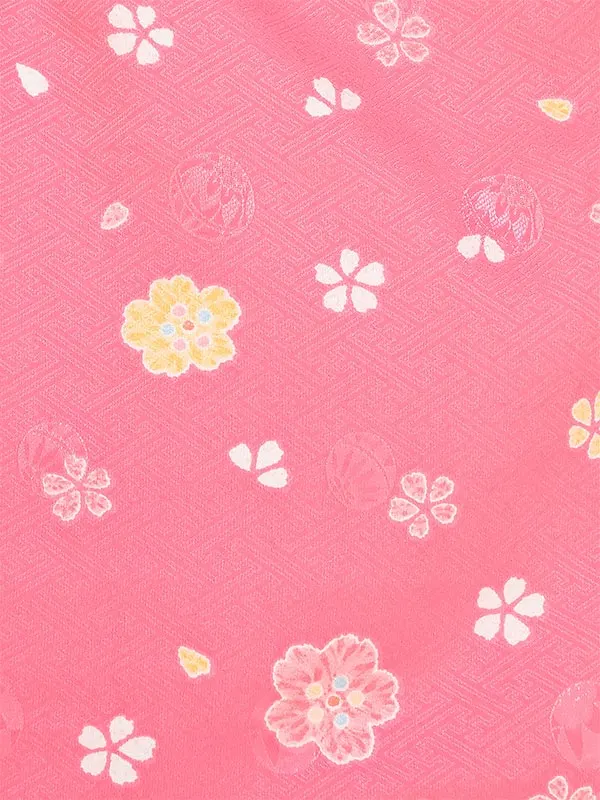 七五三(3歳女被布)K372 薄ピンク×濃ピンク 桜散らし