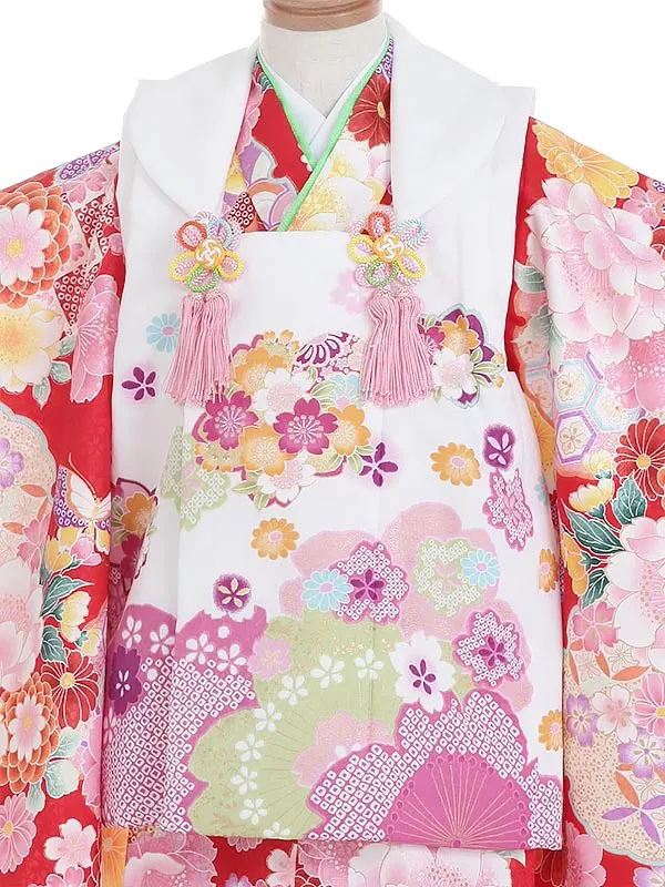 七五三レンタル(3歳女被布)Y335 しゃれっこ 桜に菊 古典柄