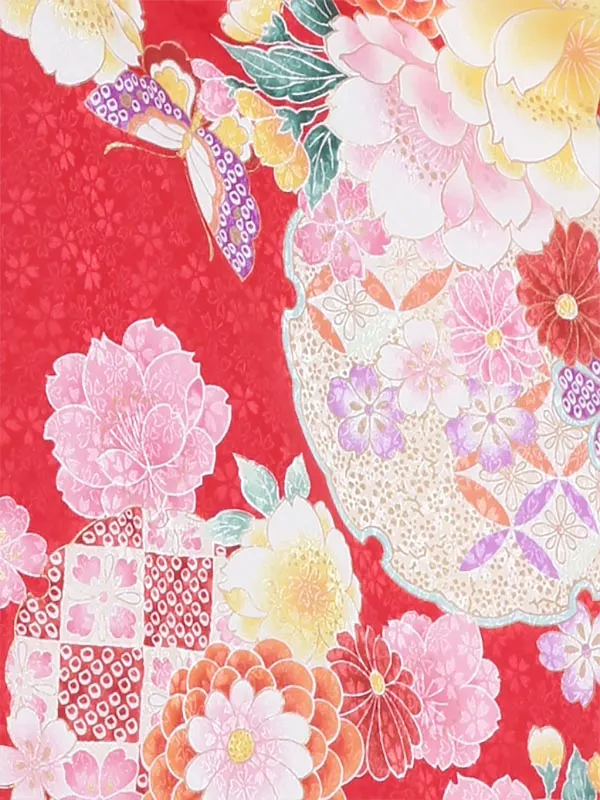七五三レンタル(3歳女被布)Y335 しゃれっこ 桜に菊 古典柄