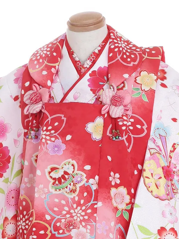 七五三レンタル(3歳女被布)Y339 花ひめ 桜 雪の輪 束熨斗