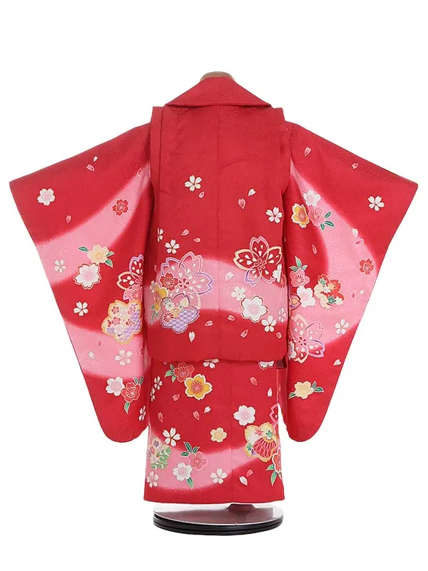 七五三レンタル(3歳女被布)Y345 陽気な天使 レトロ桜