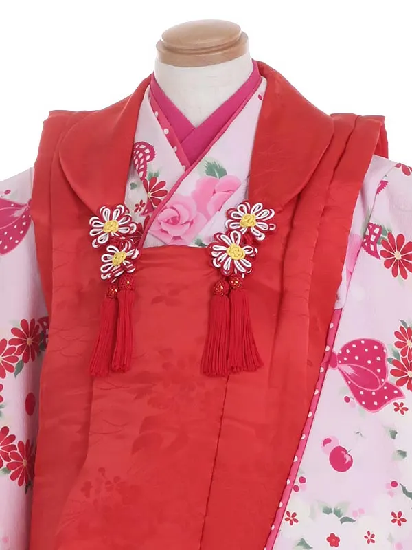 七五三レンタル(3歳女被布)Y347 花の丸 薔薇
