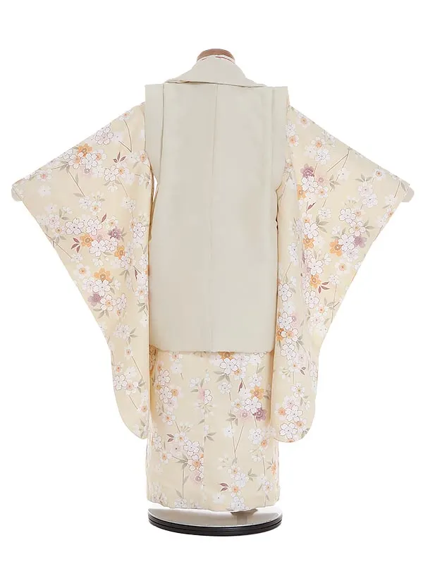 七五三レンタル(3歳女被布)Y351 桜 黄×黄